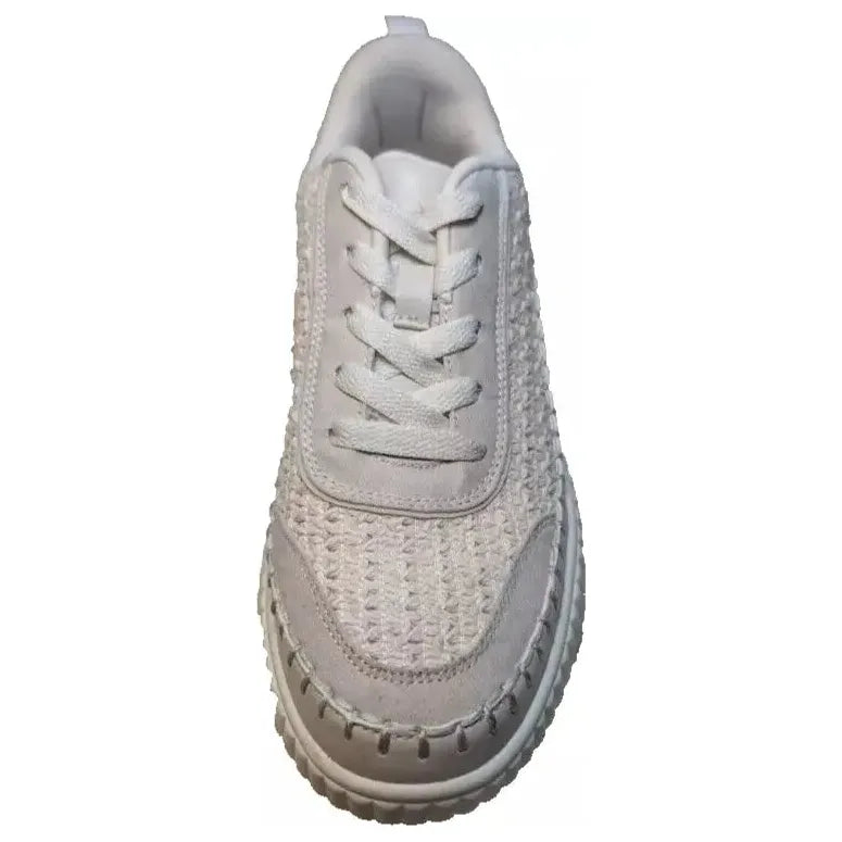 Pre-Owned DREAMPAIRS Size 8.5W Platform Sneakers Woman's Lace Up Creme Cushioned Shoes Dream Pairs