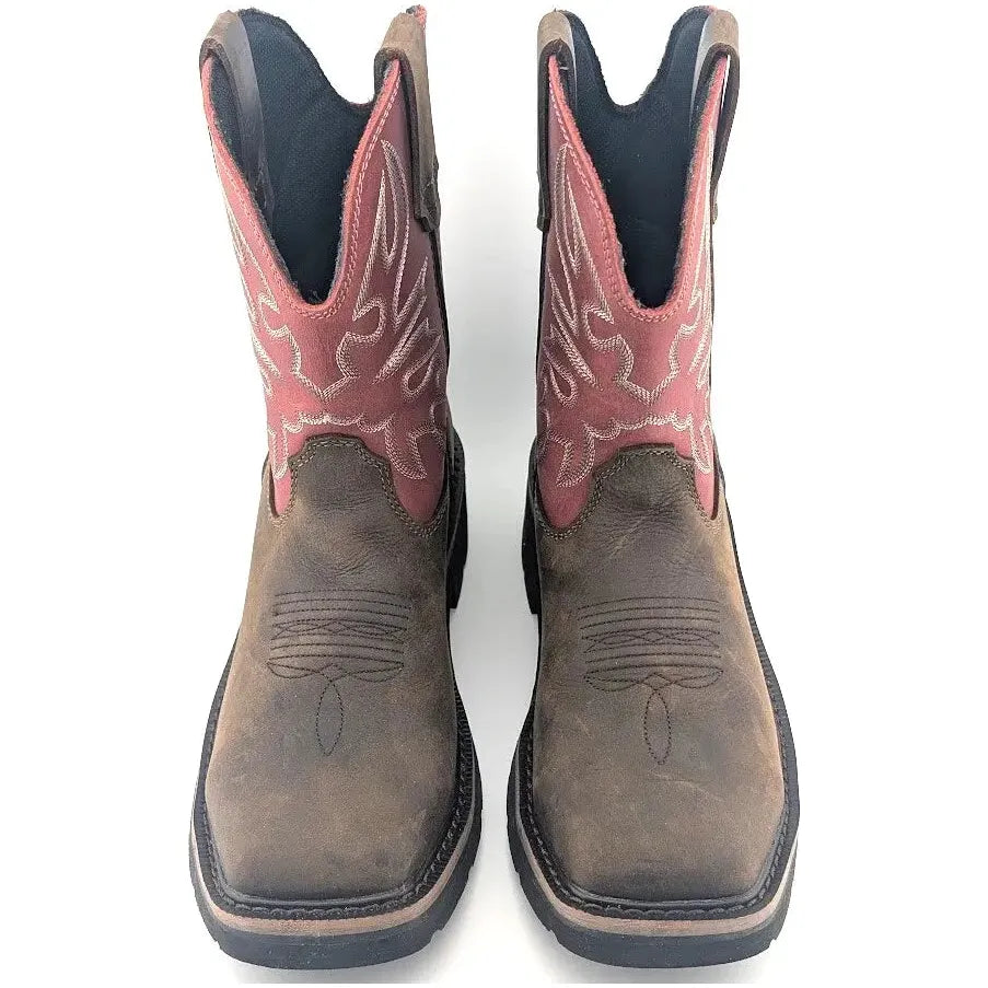 Hytest Women's US Size 6.5 Safety Steel Toe Brown/Red Cowgirl Work Boots K17122 Hytest Women's Work Boots Hytest