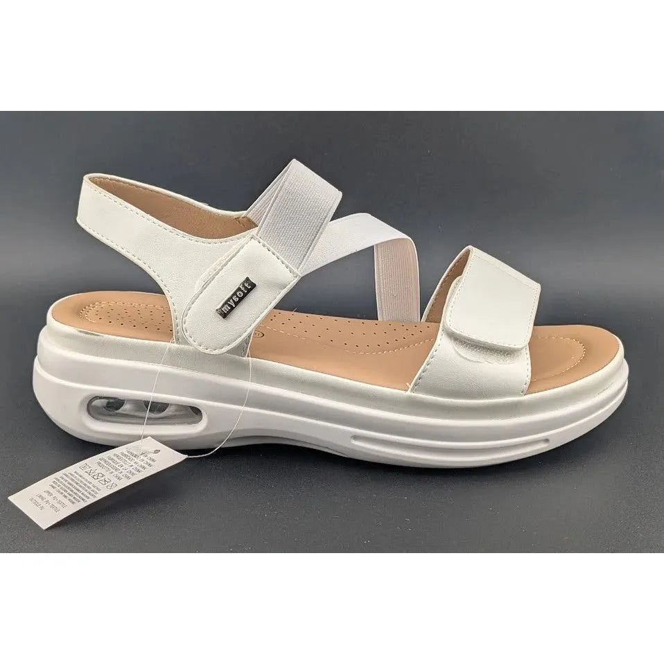 mysoft Women's Size 9 Walking Sandals Air Cushion Slingback Elastic Band Platform Shoes SoleComfort.shoes