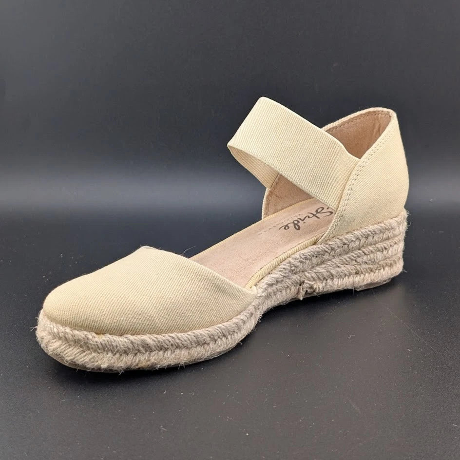 LifeStride Size 6 Wide Kaylee Espadrille Wedge Sandal Butter Denim SoleComfort.shoes