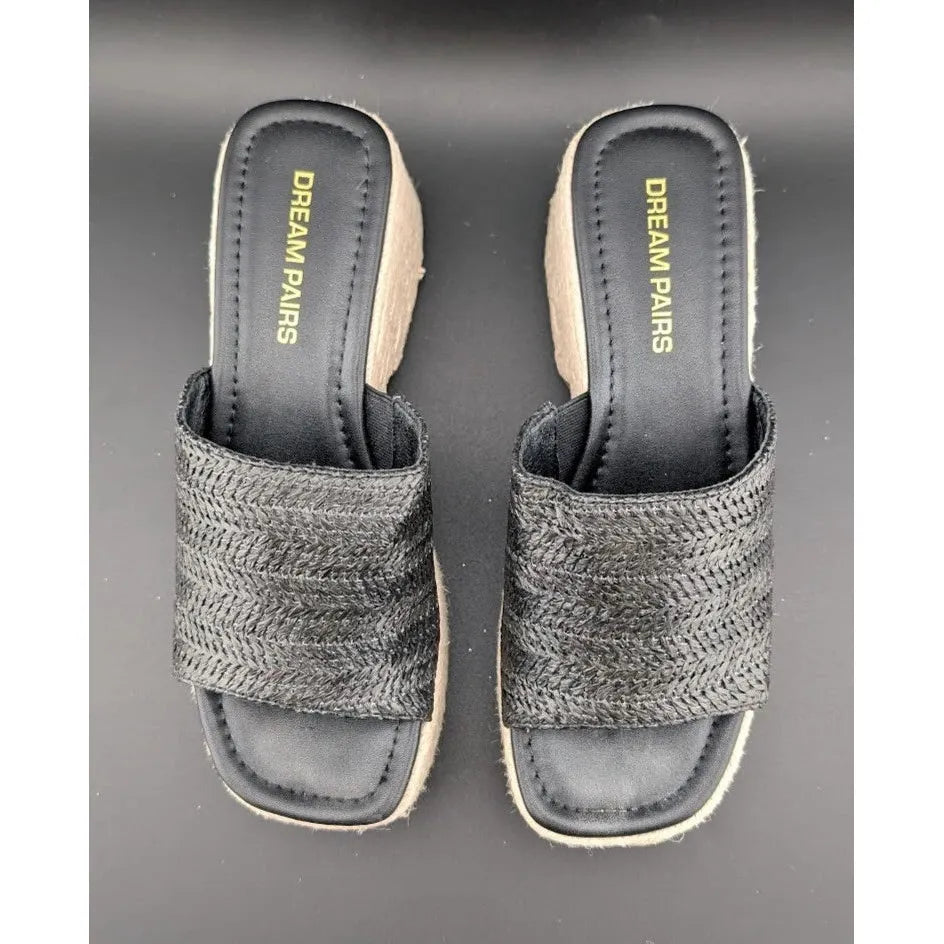 Platform Slip on Espadrille Sandals for Women Sz 6.5 Slides Bohemia Sandals Heel SoleComfort.shoes