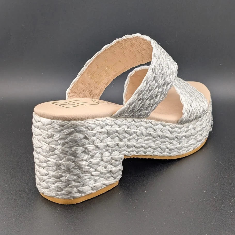 Womens Beach By Matisse Sz 9 Ocean Ave Platform Sandal Braided Raffia Block Heel Matisse