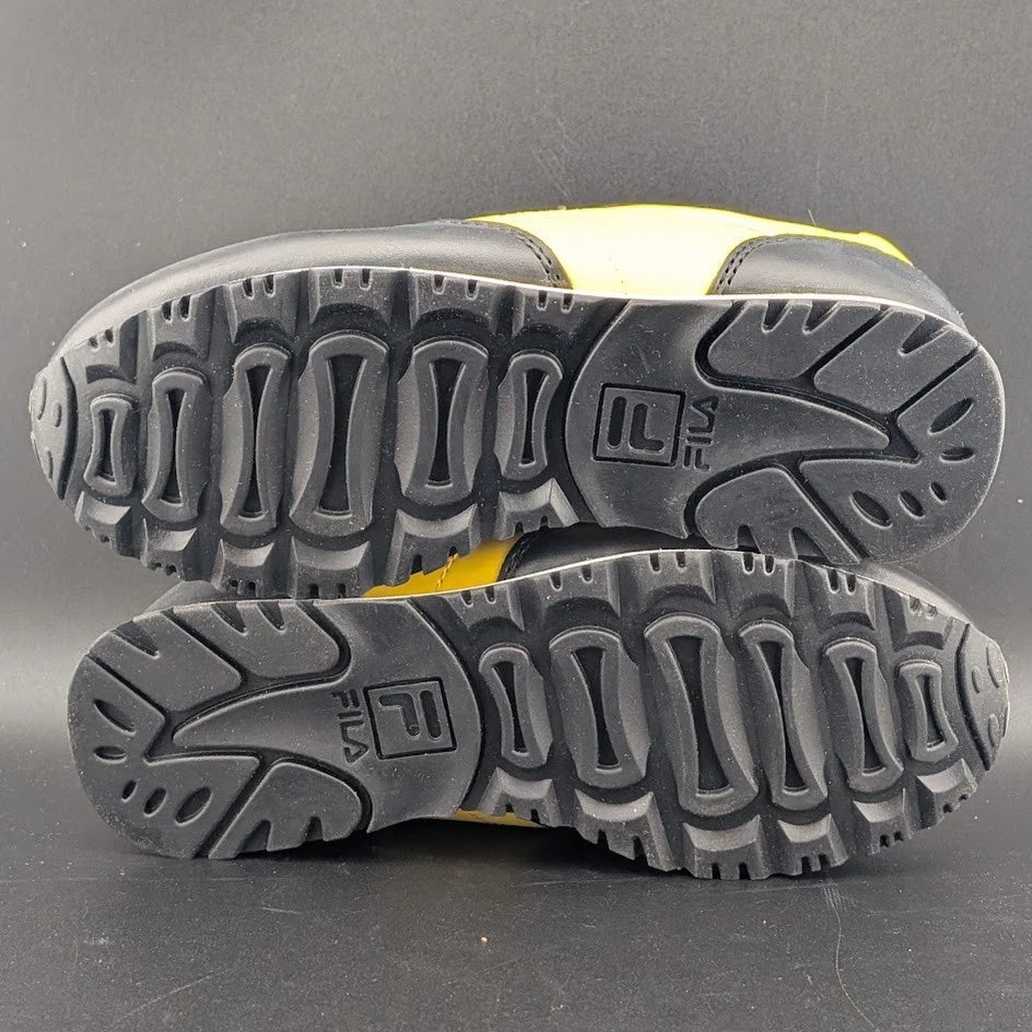 Size 2 FILA Kids Unisex Cress Color Block Sneakers Lemon/White/Black Fila