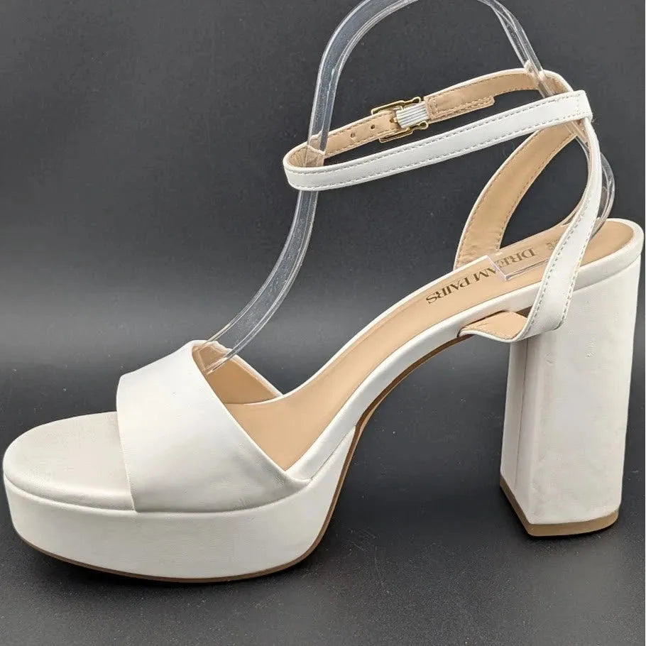 Dream Pairs Women Sz 9.5 White Platform Chunky Heels Pumps College Style Party Wedding Dream Pairs