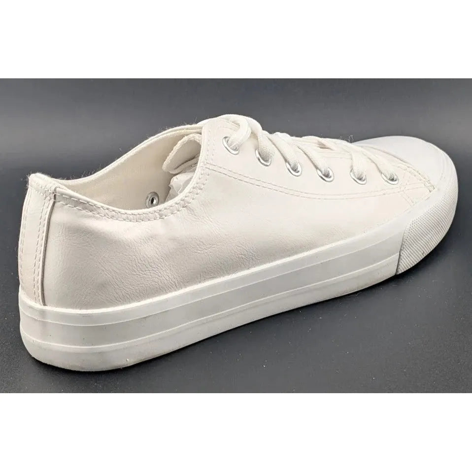 Pre-owned Women's Size 9 White Tennis Shoes Faux Leather Sneakers Casual Walking Women's SoleComfort.shoes