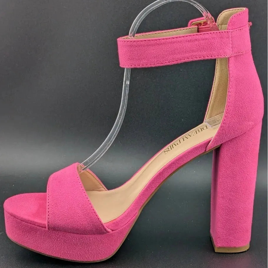 DREAM PAIRS Womens Sz 8 HI-LO Sexy High Heel Platform Pump Sandal Hot Pink SoleComfort.shoes
