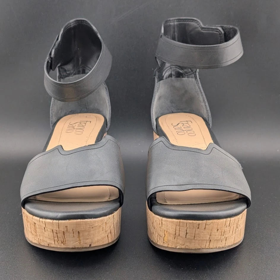 Franco Sarto Perfecto Faux Leather Platform Cork Wedge Sandal Women's 6.5 Franco Sarto