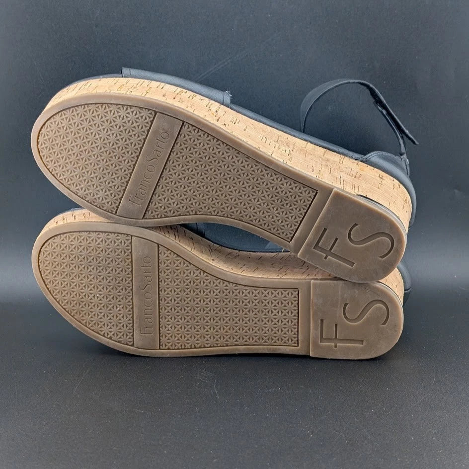 Franco Sarto Perfecto Faux Leather Platform Cork Wedge Sandal Women's 6.5 Franco Sarto