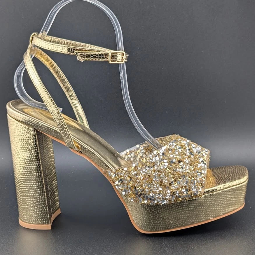 Elisabet Tang Size 9.5 Chunky Block Platform 5-in Heel Sandal w/ Open Square Toe SoleComfort.shoes