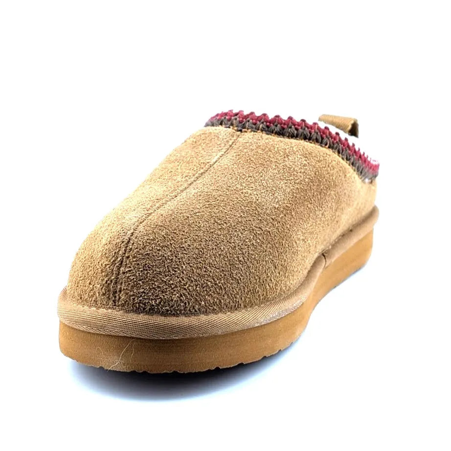 Fitory Size 8 Tan Suede Platform Booties with Faux Fur and embroidered collar Fitory