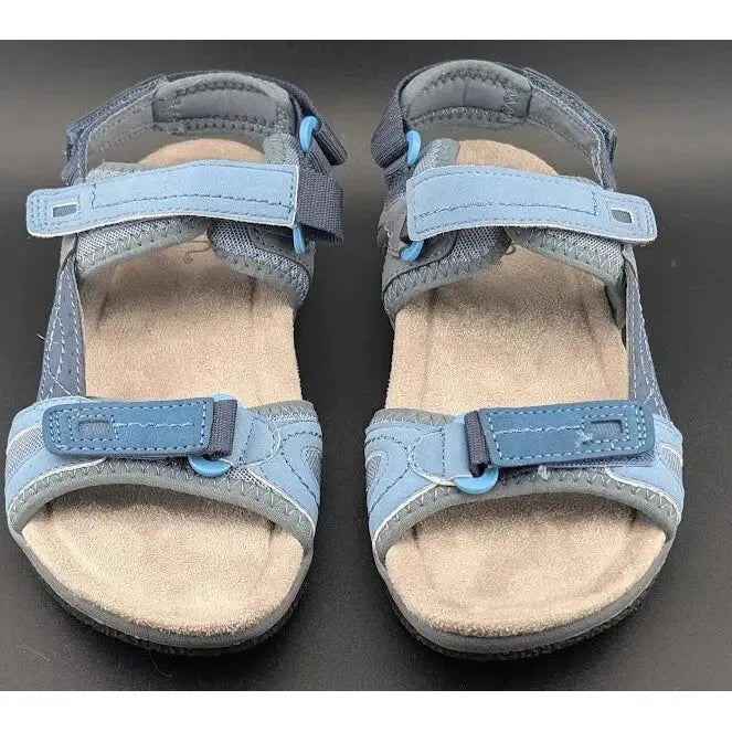 Earth Origins Sindy 3 Sandals Womens Size 7 Blue Hook & Loop Closure Comfort Bed - SoleComfort.shoes