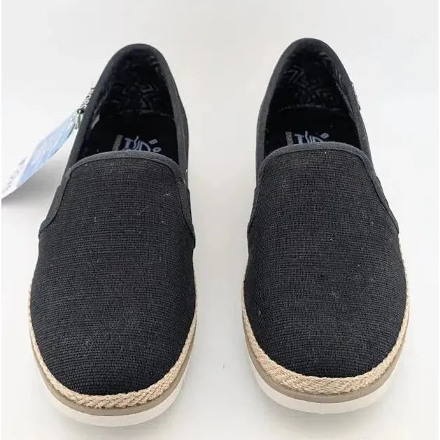 SKECHERS WOMEN'S Size 7 FLEXPADRILLE LO BALLET FLAT BLACK Espadrille 114020 Skechers