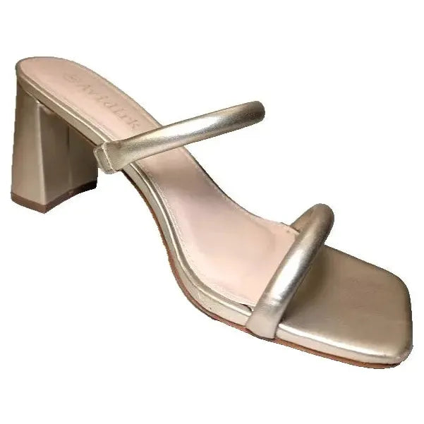 Pre-Owned Women's Size 8 Chunky Heeled Mule 2-Strap Sandal | Block Mid Heel Square Toe Dress Shoe Avidirk