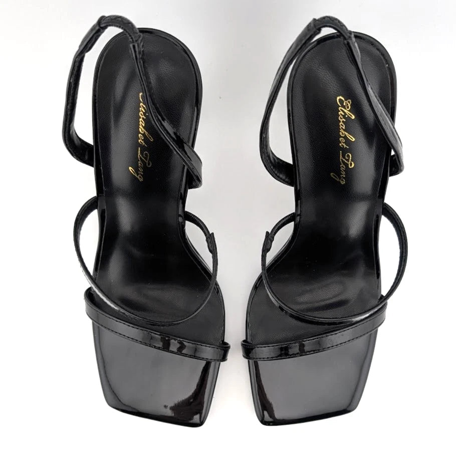 Women Sz 7 High Stiletto Heels Square Open Toe Sandal Ankle Strap Sexy Elis Tang SoleComfort.shoes