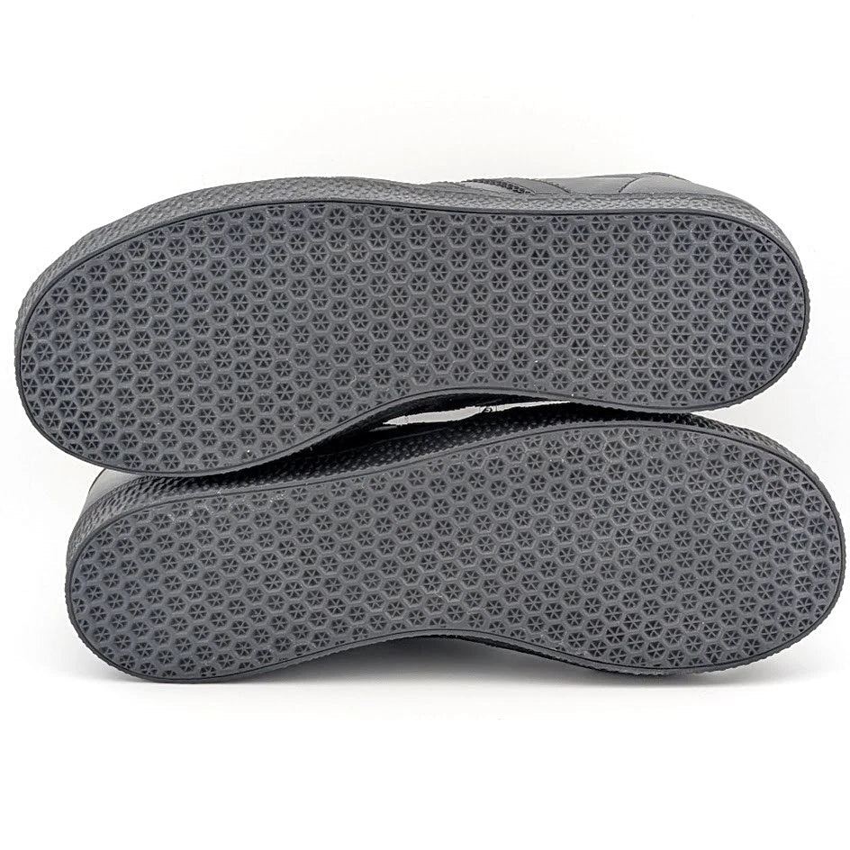 adidas Kids Size 4Y Gazelle Black w/ Gold Leather Shoes Sneaker BY9146 Unisex SoleComfort.shoes