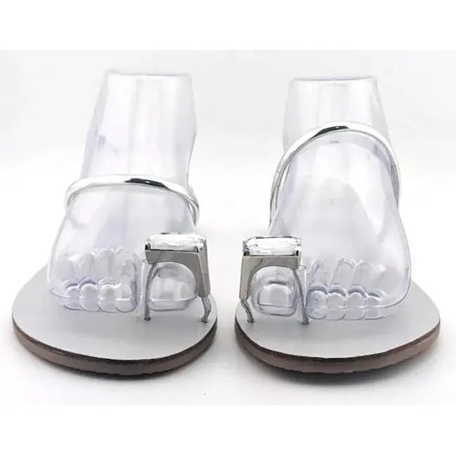 Womens Size 10/10.5 Rhinestone Bling Summer Jeweled Sandals Slip on Toe-Ring Flip Flop - SoleComfort.shoes