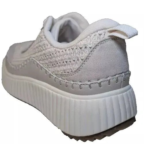 Pre-Owned DREAMPAIRS Size 8.5W Platform Sneakers Woman's Lace Up Creme Cushioned Shoes Dream Pairs