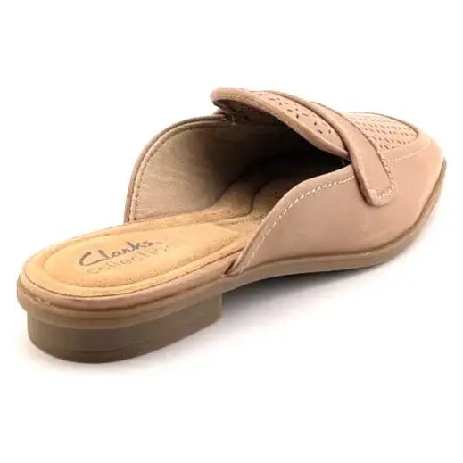 Clarks Collection Size 6 Wide Perforated Leather Mules Lyrical Rose Warm Beige Clarks
