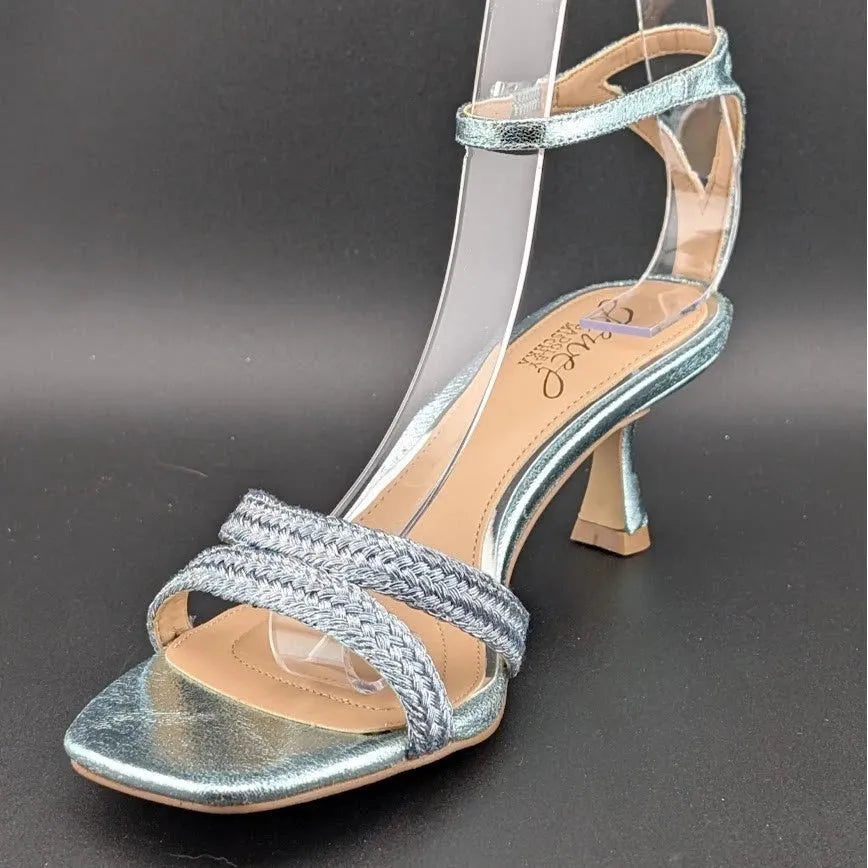 Jewel Badgley Mischka Size 6.5B Hayzel Metallic Kitten Heel Sandal NIB SoleComfort.shoes