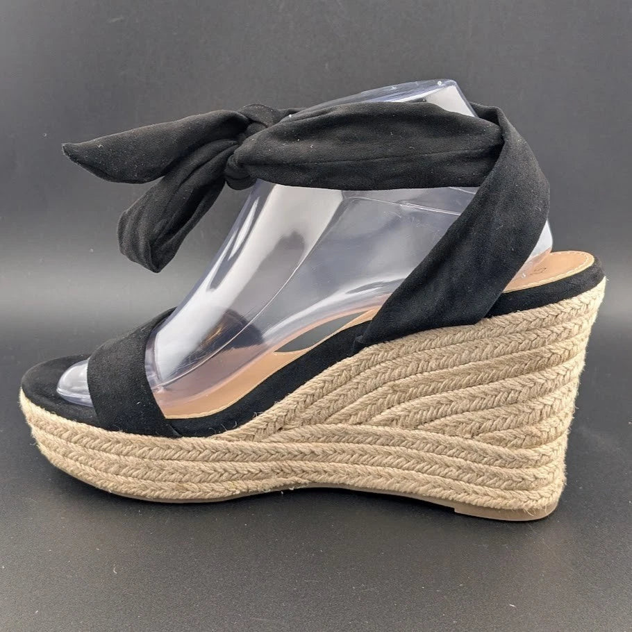 DREAM PAIRS Womens Sz 8.5 Open Toe Espadrille Wedge Tie Lace Up Ankle Platforms. SoleComfort.shoes