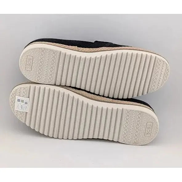 SKECHERS WOMEN'S Size 7 FLEXPADRILLE LO BALLET FLAT BLACK Espadrille 114020 Skechers