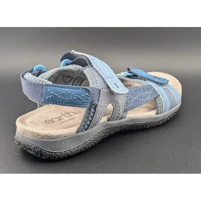 Earth Origins Sindy 3 Sandals Womens Size 7 Blue Hook & Loop Closure Comfort Bed - SoleComfort.shoes