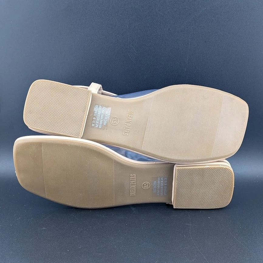 Women Size 8.5 T-Strap Thong Flat Sandals Square Toe Strappy Sandals SoleComfort.shoes