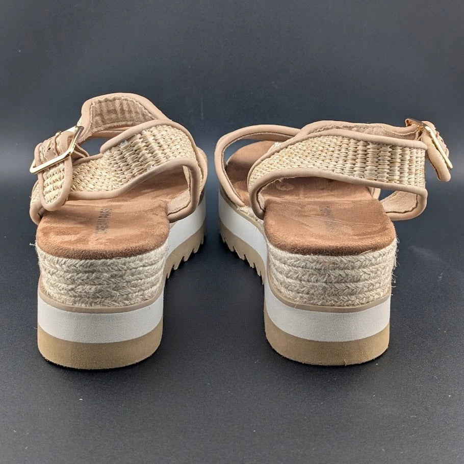 Pre-owned Women's Size 10 Dream Pairs 1-Strap Espadrille Ankle Strap Platform Sandal Wheat SoleComfort.shoes