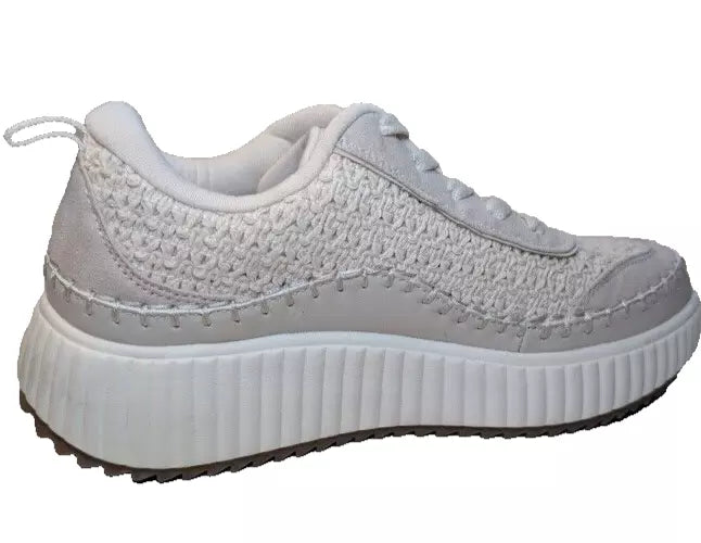 Pre-Owned DREAMPAIRS Size 8.5W Platform Sneakers Woman's Lace Up Creme Cushioned Shoes