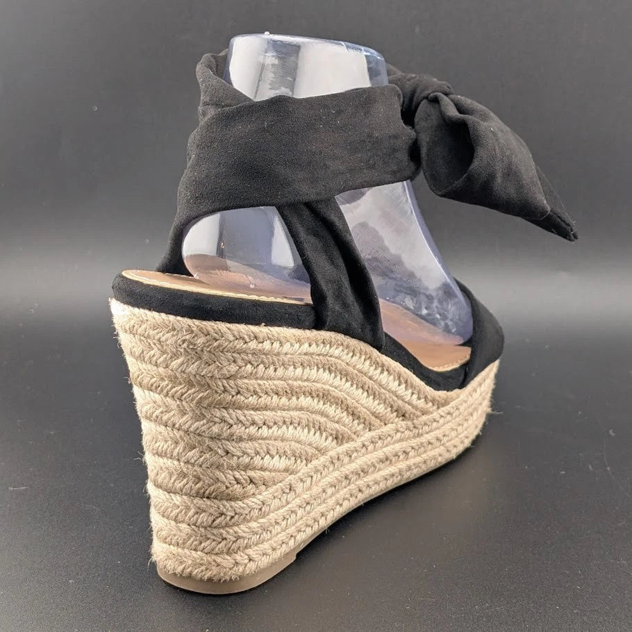 DREAM PAIRS Womens Sz 8.5 Open Toe Espadrille Wedge Tie Lace Up Ankle Platforms. SoleComfort.shoes