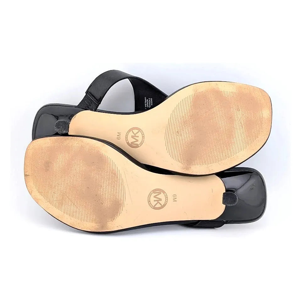 Michael Kors Women's Size 6M Lucinda Kitten Heel Slide Sandal, Black SoleComfort.shoes