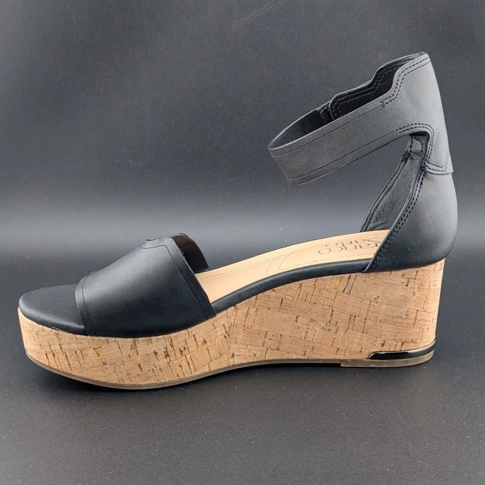 Franco Sarto Perfecto Faux Leather Platform Cork Wedge Sandal Women's 6.5 Franco Sarto