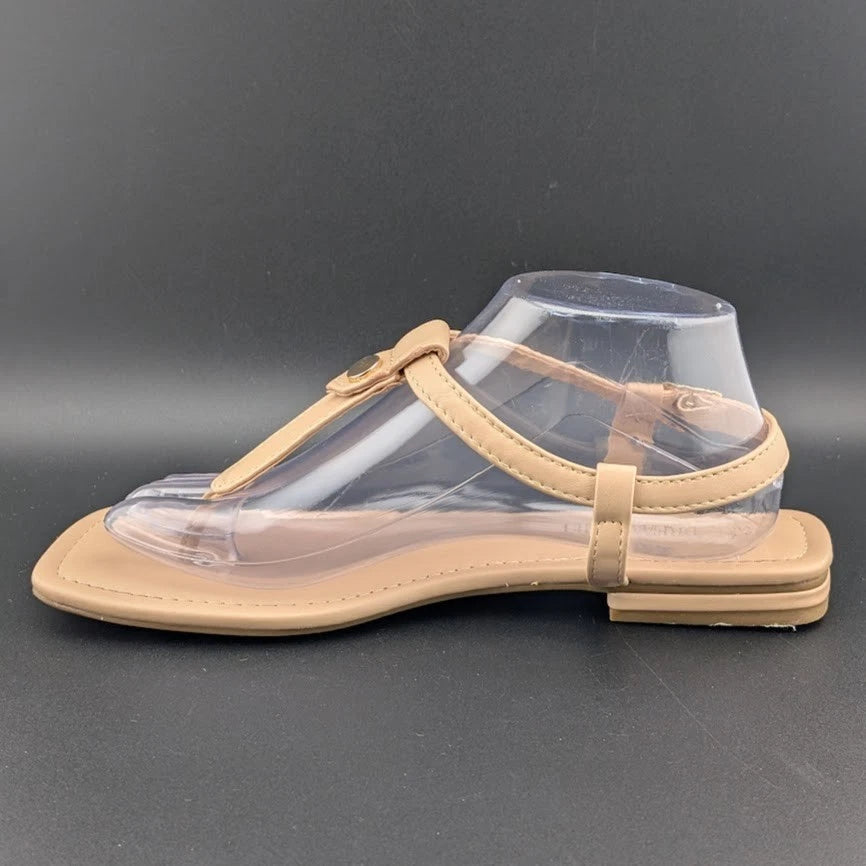 Women Size 8.5 T-Strap Thong Flat Sandals Square Toe Strappy Sandals SoleComfort.shoes