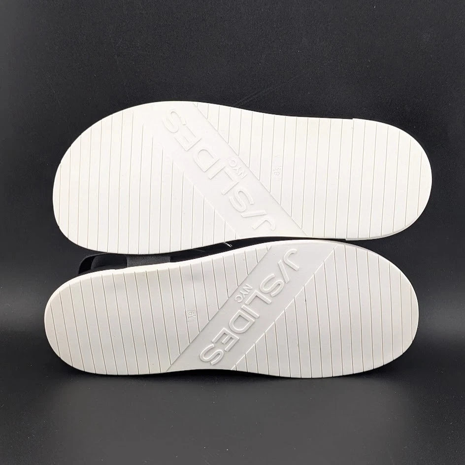 Urban Sport by J/Slides Freya Wos Size 6.5 Sporty Sandals Footbed Black Metallic SoleComfort.shoes