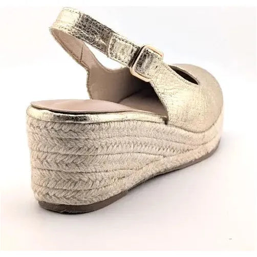 Womens Gold Closed-Toe Espadrilles | Slingback Wedge Platform Sandals EU 37 US 6 Unbranded