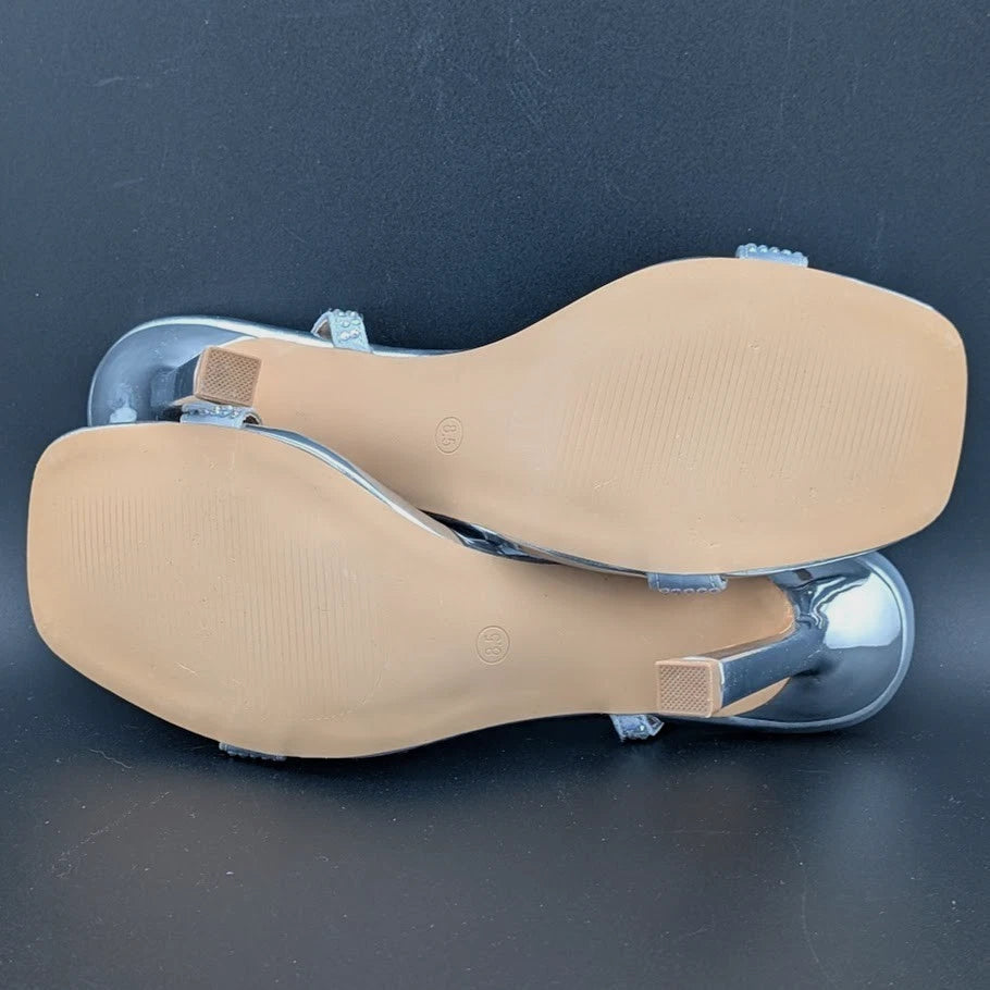 Women's Size 8.5 Stiletto High Heels Square Open Toe Sandal w/ Ankle Strap-Sexy! SoleComfort.shoes