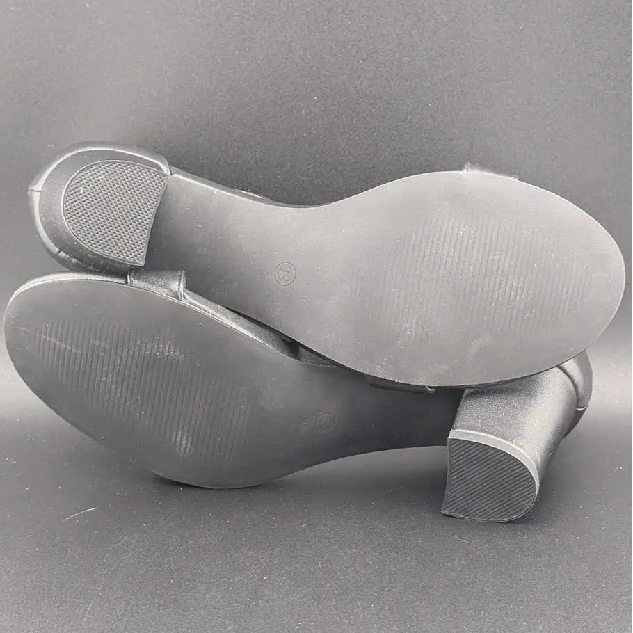 Women’s 8.5W Chunky 2.5" Heeled Sandals Round Open Toe Ankle Strap Dress Shoes SoleComfort.shoes