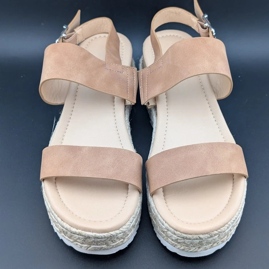Women's Size 8 Platform Espadrille Buckle Open Toe Wedge Sandal w/ Ankle Strap SoleComfort.shoes