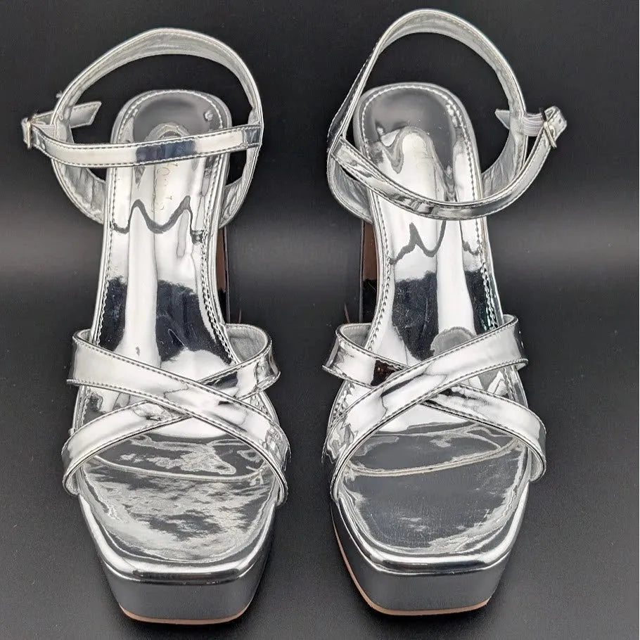 NEW Women's 5-in Platform Cross Strap Sandal Size 8.5 Chunky Heel Open SquareToe SoleComfort.shoes