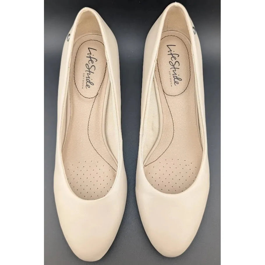 Life Stride 9.5M Parigi Bone Pumps 2.5" Heels Classic Comfortable Dress Shoes SoleComfort.shoes