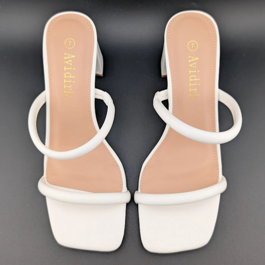 New Adidirk Women's Sz 7 3-in Chunky Heel Strappy Slide Sandals w/ Square Toe SoleComfort.shoes