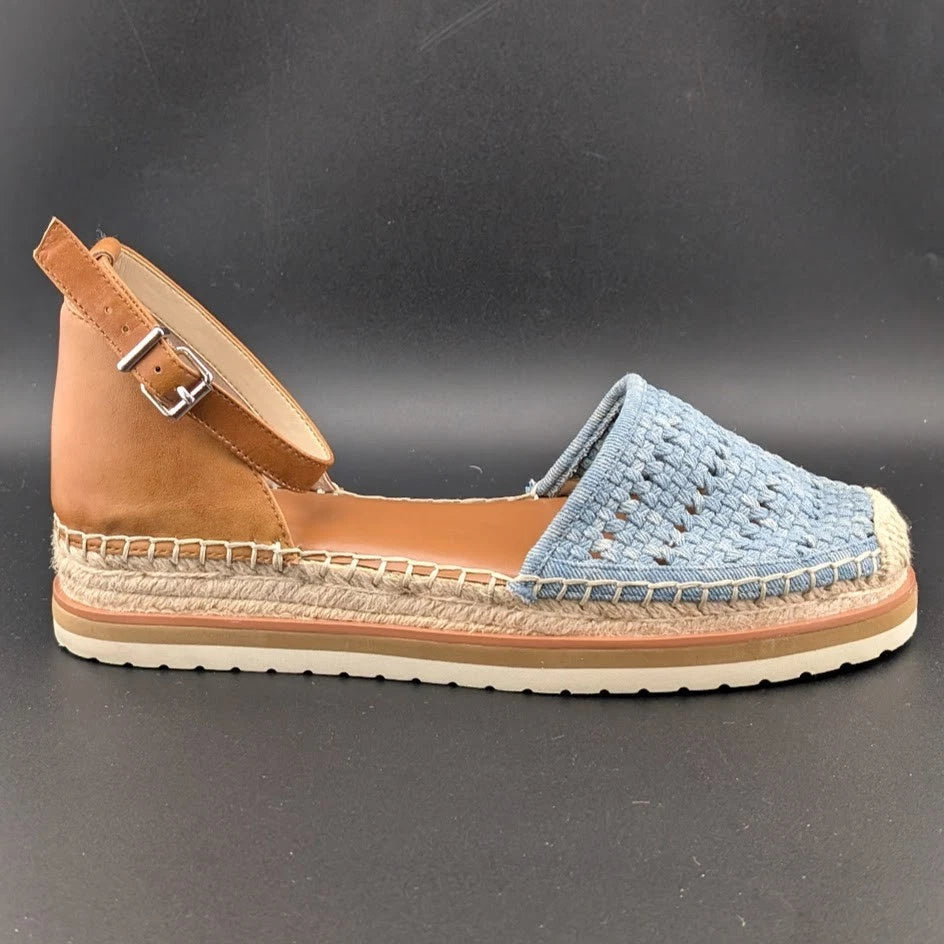 Vince Camuto Size 9.5 Women's Blue Espadrille Sandals w/ Ankle Strap Closed Toe SoleComfort.shoes