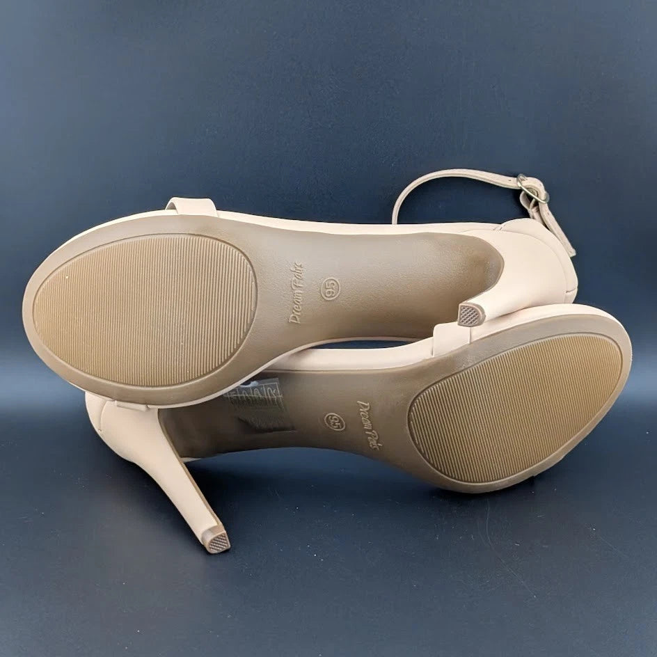 Womens Sz 9.5 High Heels Flower Ankle Strap Stiletto Round Open Toe Sexy Sandals SoleComfort.shoes