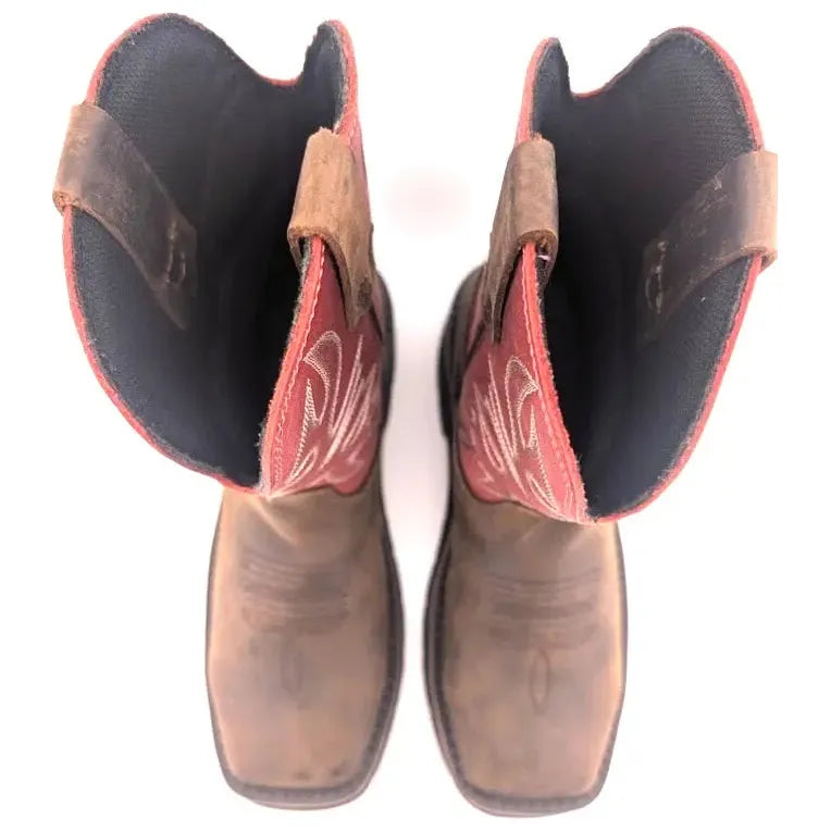 Hytest Women's US Size 6.5 Safety Steel Toe Brown/Red Cowgirl Work Boots K17122 Hytest Women's Work Boots Hytest