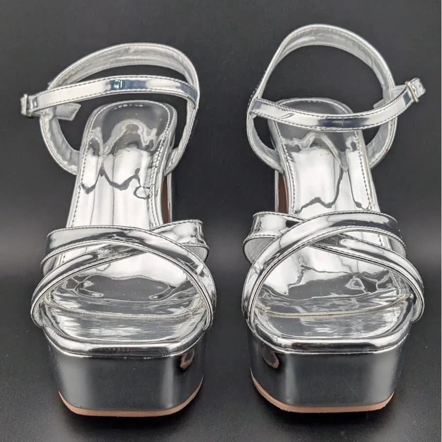 NEW Women's 5-in Platform Cross Strap Sandal Size 8.5 Chunky Heel Open SquareToe SoleComfort.shoes