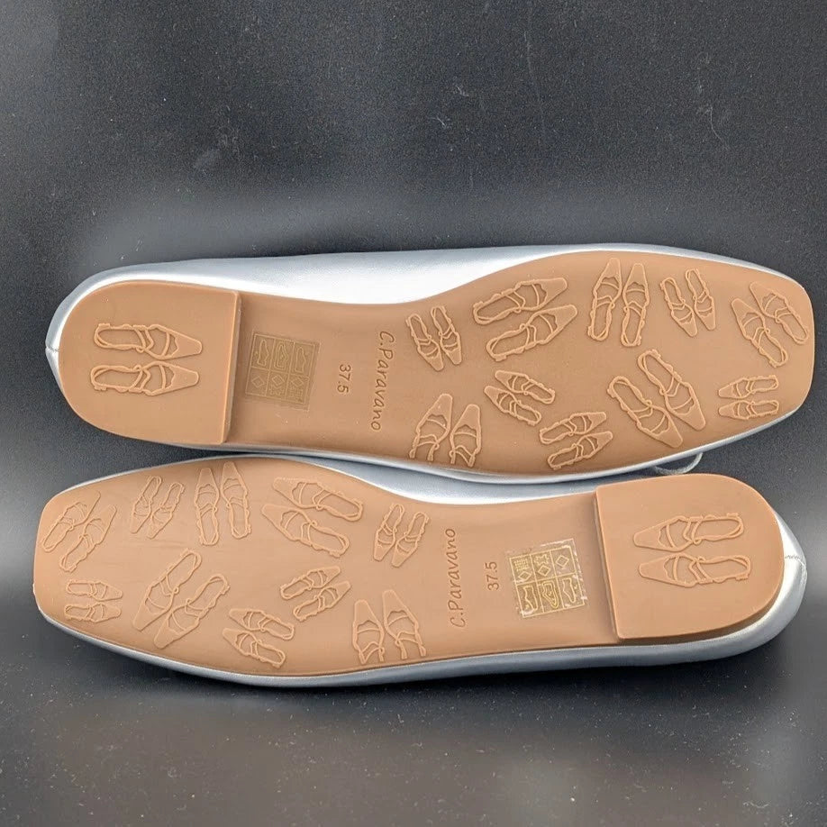 C.Paravano Womens Ballet Flats Slip-On Silver Metallic Size EU 37.5 (Fits US 7M) C.Paravano