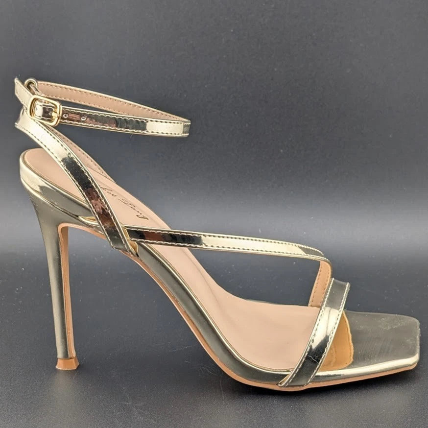 Women Sz 8 High Stiletto Heels Square Open Toe Sandal Ankle Strap Sexy Elisabet Tang SoleComfort.shoes