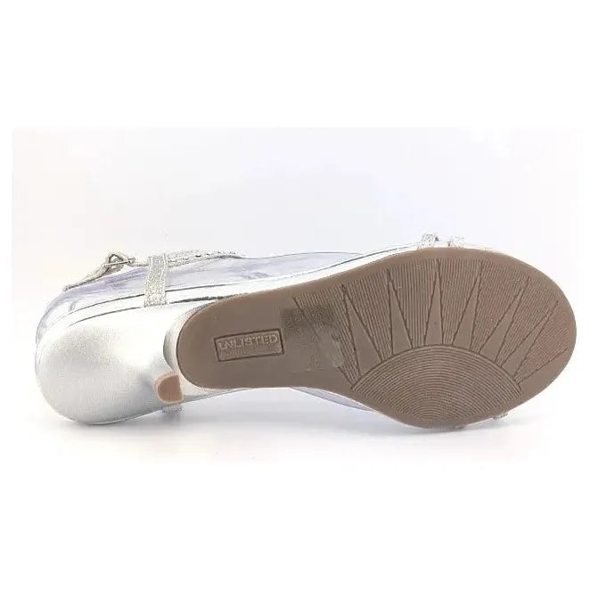 Women’s 8.5M Unlisted Silver Glitter Rhinestone Strappy Sandals With Kitten Heel Kenneth Cole Productions - SoleComfort.shoes