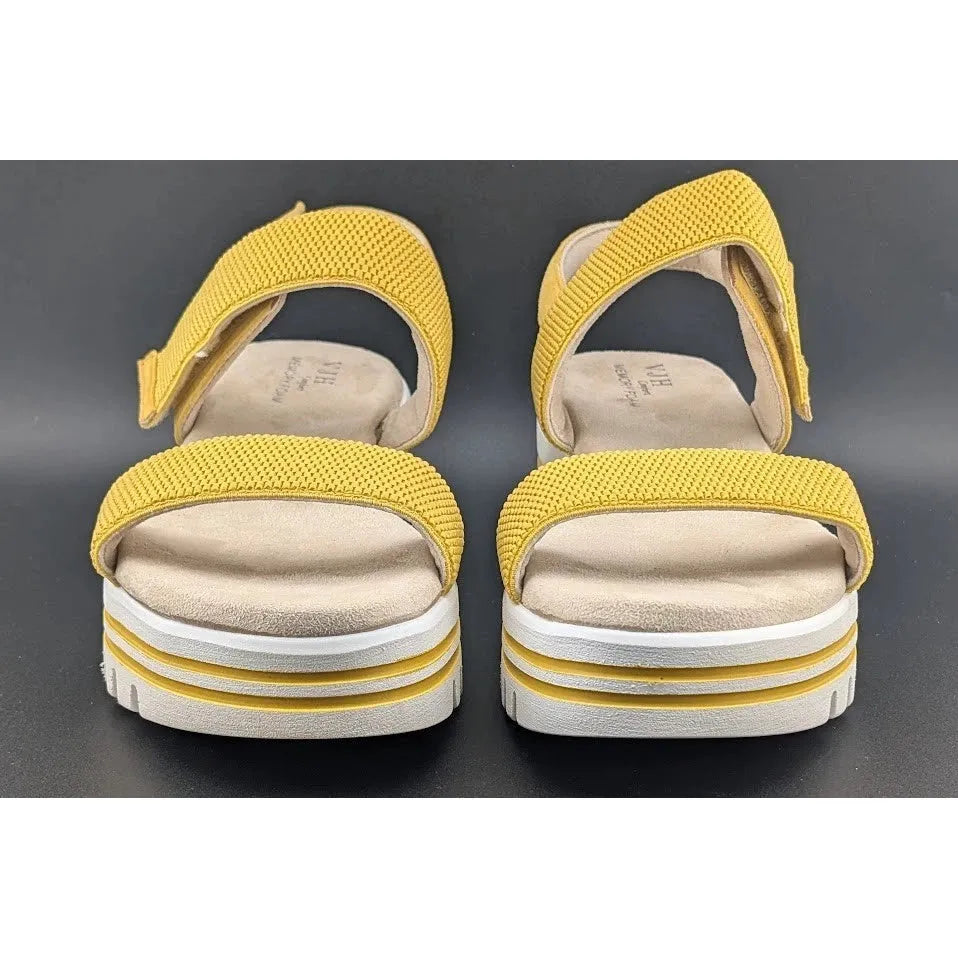 VJH Comfort Women's Size 10 Yellow Strappy Casual Platform Sandals -Memory Foam SoleComfort.shoes