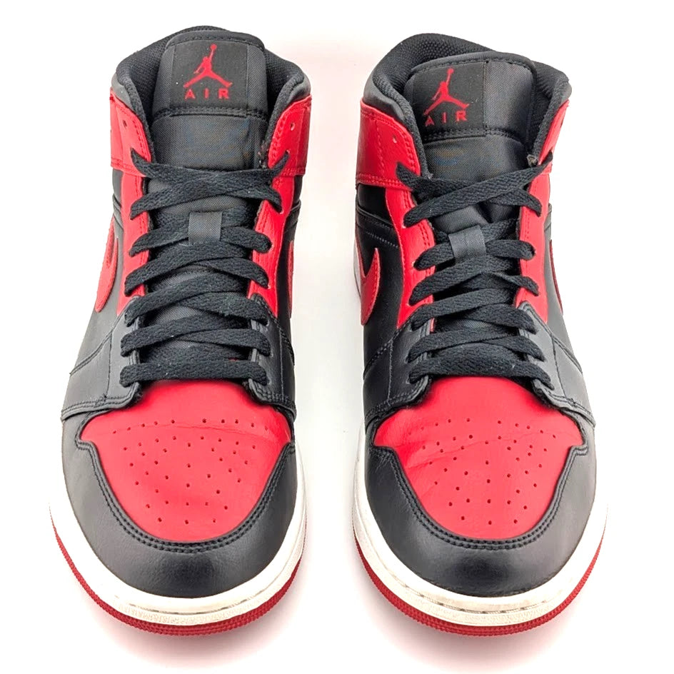 Nike Air Jordan 1 Mid Banned (2020) Blk Red Wht 554724-074 Men's Size 10.5 S SoleComfort.shoes